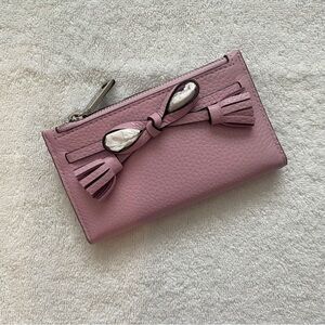 kate spade lilac patent leather small slim bifold wallet with bow